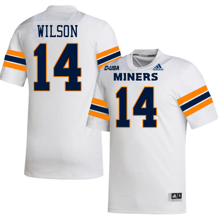 #14 Hahsaun Wilson UTEP Jersey,UTEP Miners College Football Jersey,Uniforms-White